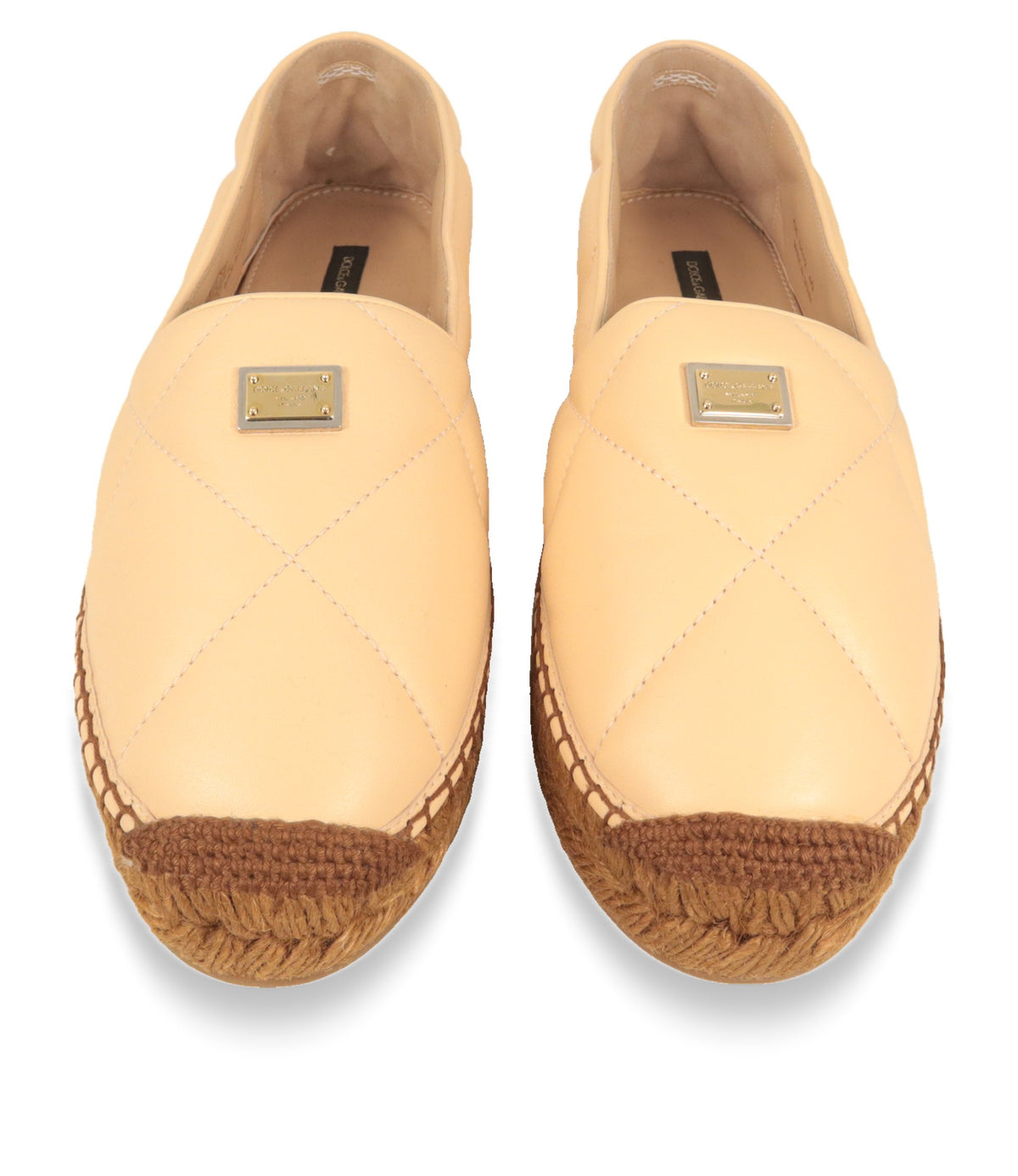 Dolce & Gabbana Espadrilles von oben mit gestepptem Leder und Metall-Logo
