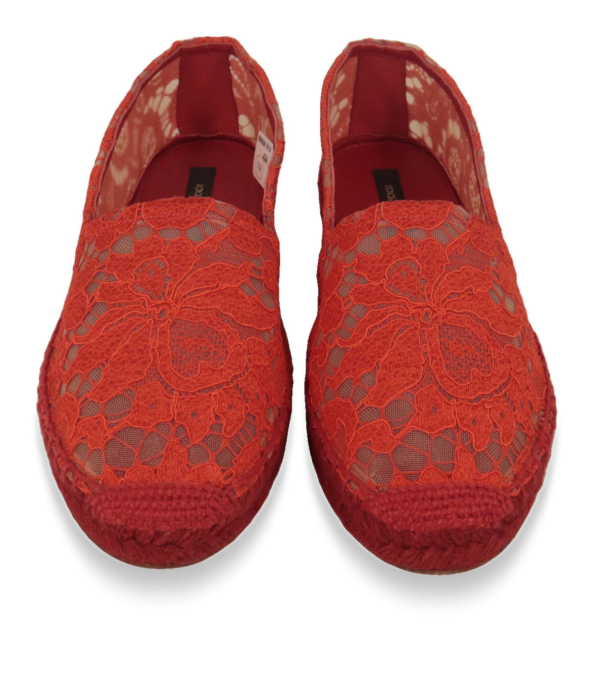 Dolce & Gabbana Espadrilles Größe 37 in Rot, Draufsicht mit rotem Innenfutter