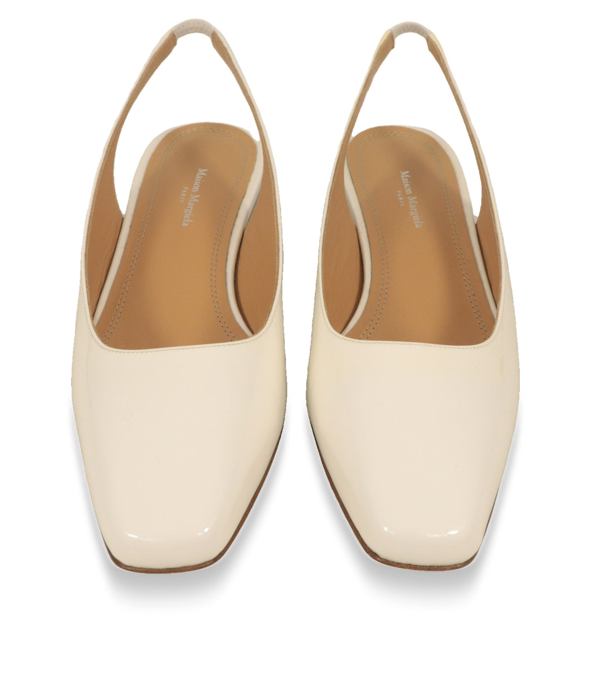 Maison Margiela Slingback Pumps von oben, quadratische Zehenform und beiges Lederfutter