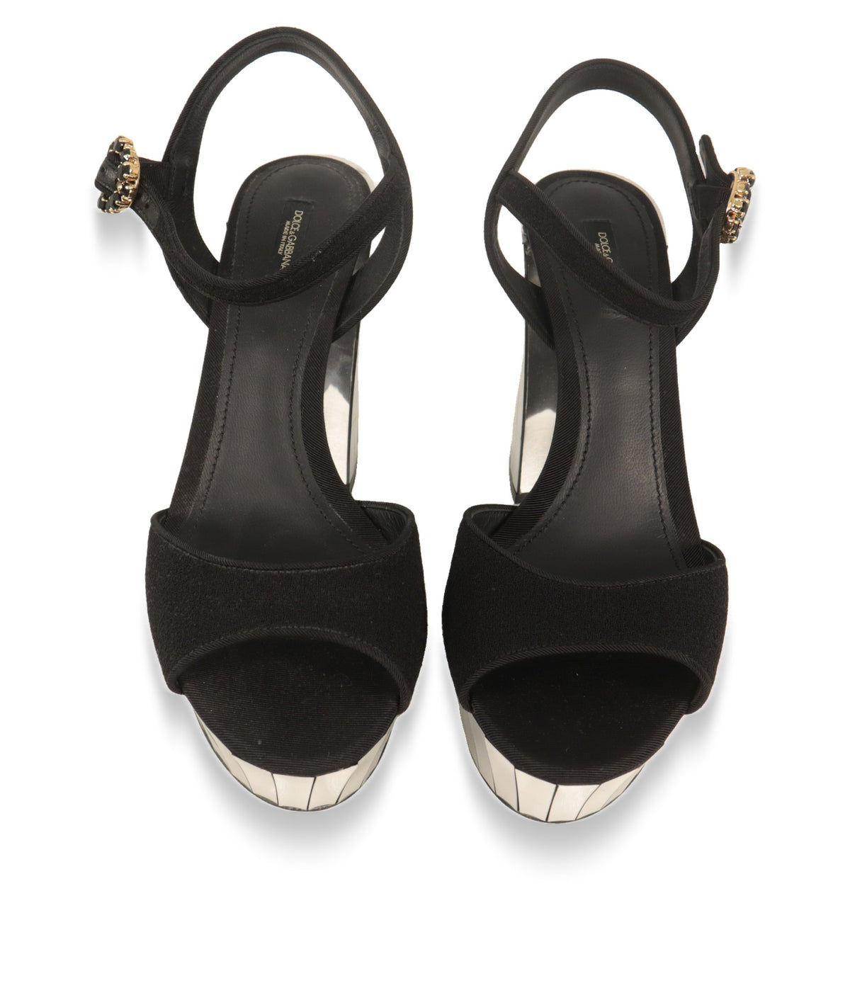 Dolce & Gabbana Plateau-Sandalen von oben mit offener Zehenpartie und Lederdecksohle