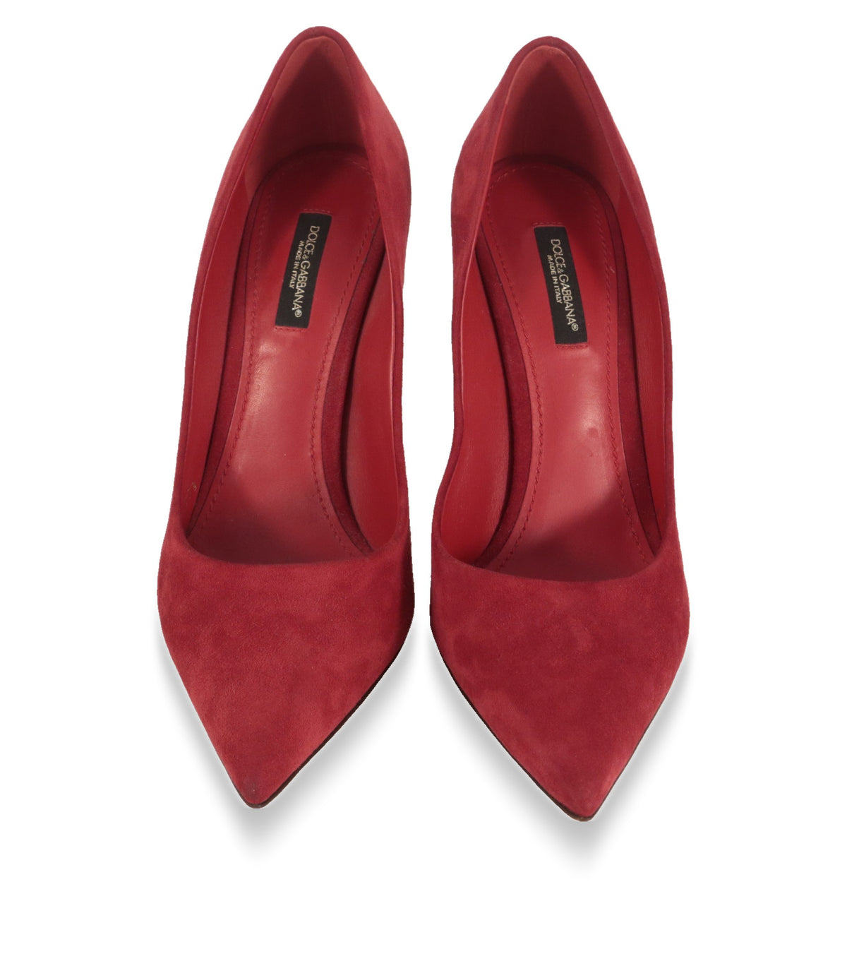 Rote Damenschuhe von Dolce & Gabbana von oben mit Logo-Decksohle aus Leder