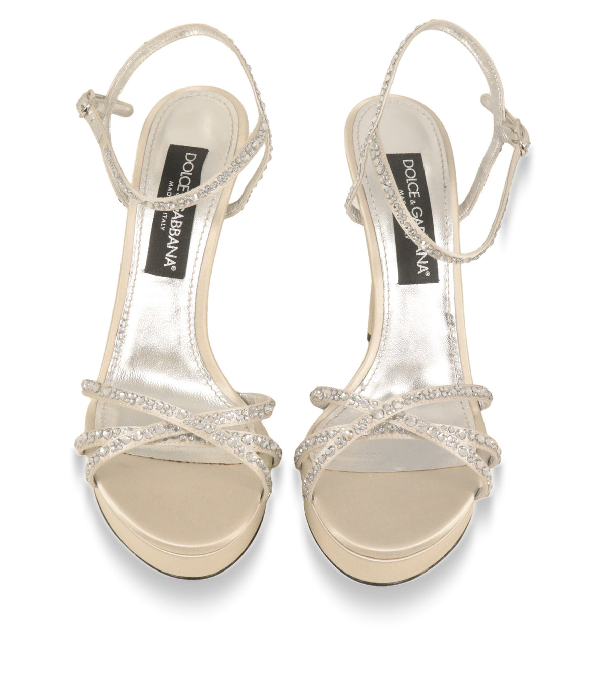 Dolce & Gabbana High Heel Sandalen mit Kristallbesatz von oben mit Logo-Decksohle