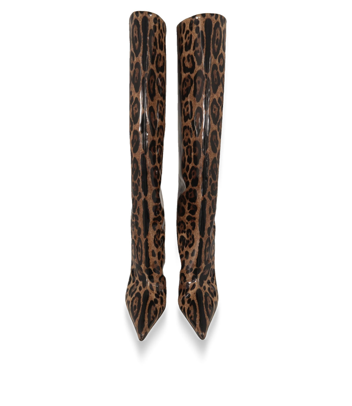 Leoparden-Stiefel von Dolce & Gabbana in der Frontansicht mit schmalem Schaft