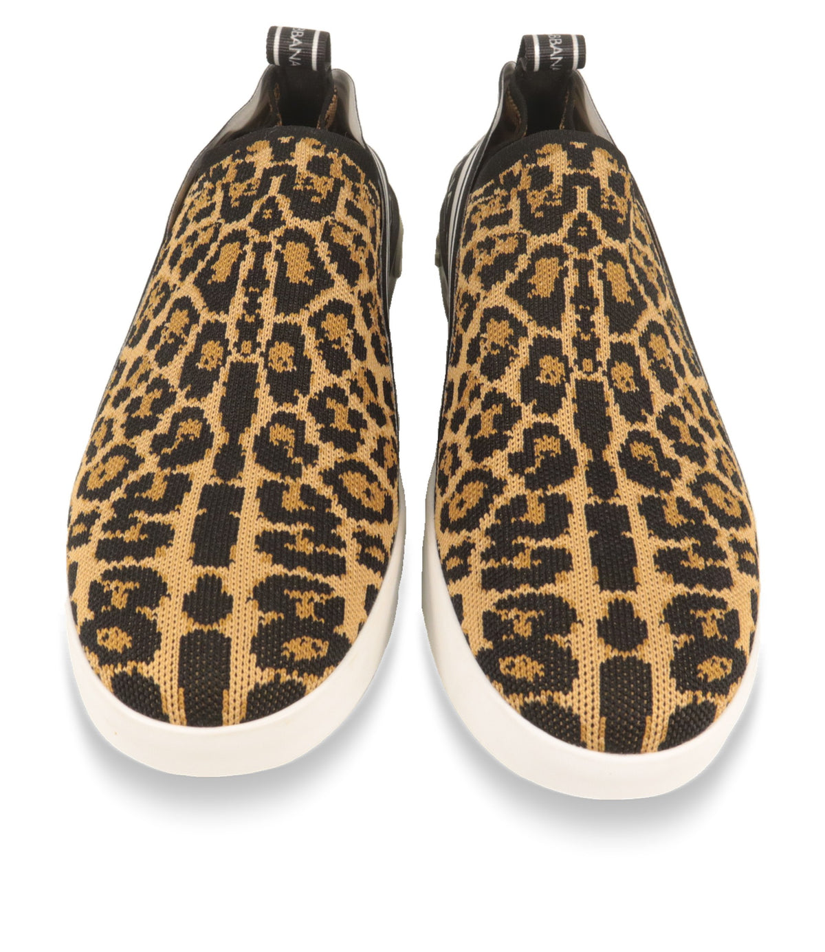 Dolce & Gabbana Slip-On Sneaker von oben mit gestricktem Leopardenmuster