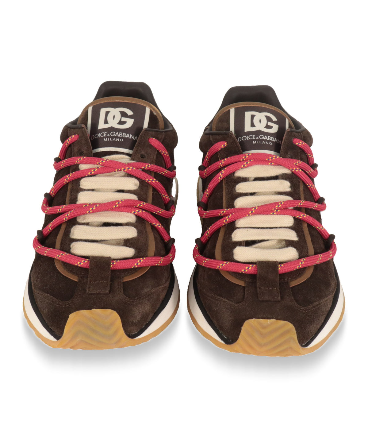 Dolce & Gabbana Sneaker Frontansicht mit DG-Logo auf der Zunge und doppelter Schnürung