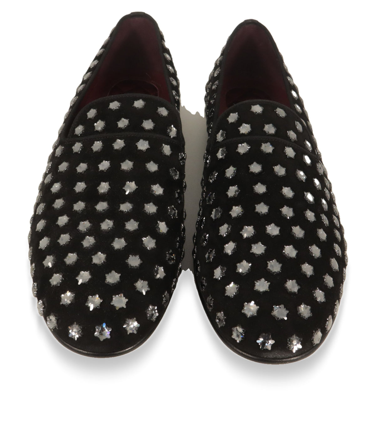 Schwarze Dolce & Gabbana Slipper mit rotem Lederfutter, Draufsicht von oben