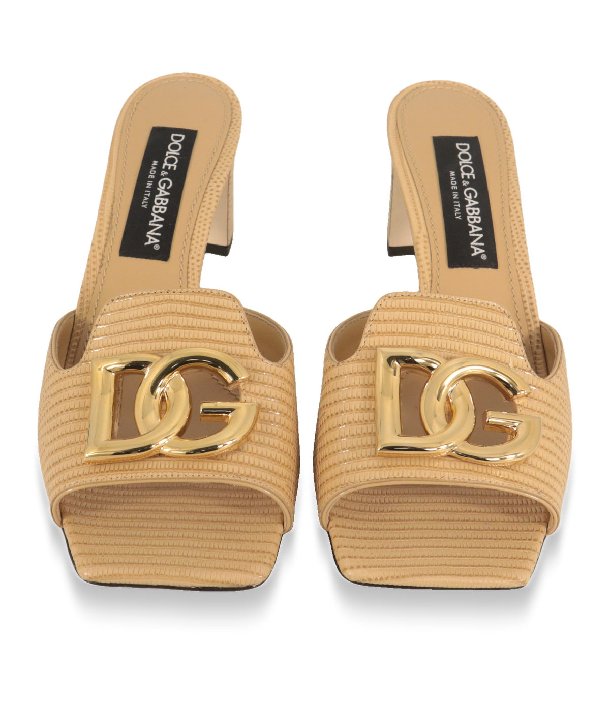 Dolce & Gabbana Mules Größe 39 von oben mit DG-Logo und Lederfußbett