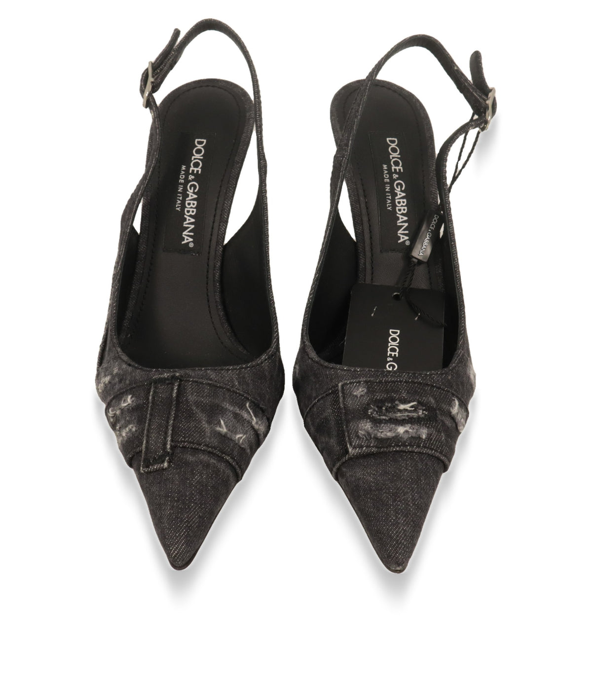 Dolce & Gabbana Slingback Pumps von oben mit Logo-Innensohle und Fersenriemchen