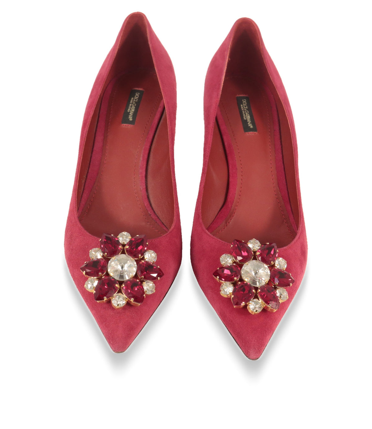 Dolce & Gabbana Pumps von oben, spitze Kappe mit Kristallblüte