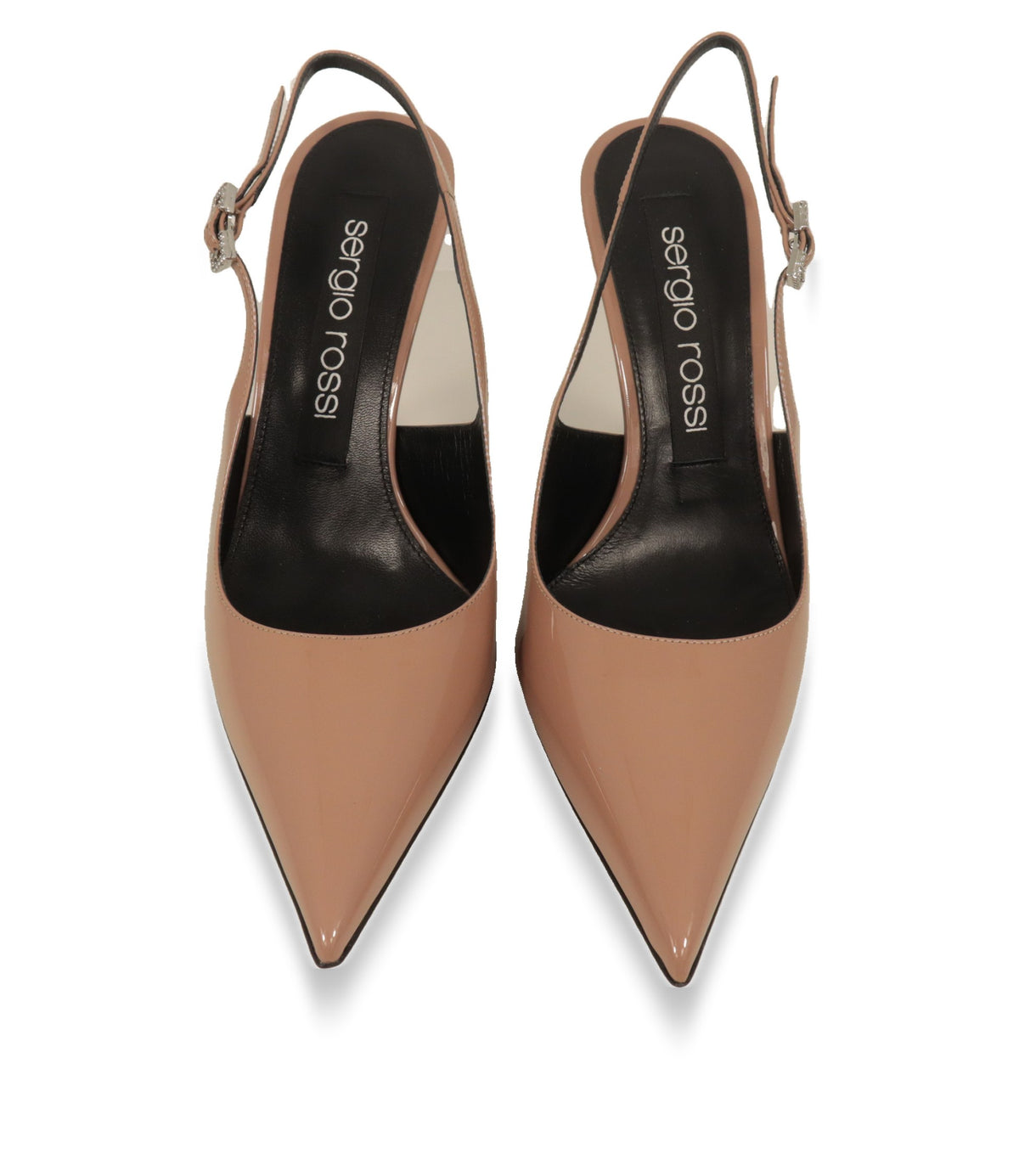 Sergio Rossi Slingback Pumps von oben mit spitzer Kappe und schwarzem Lederfutter