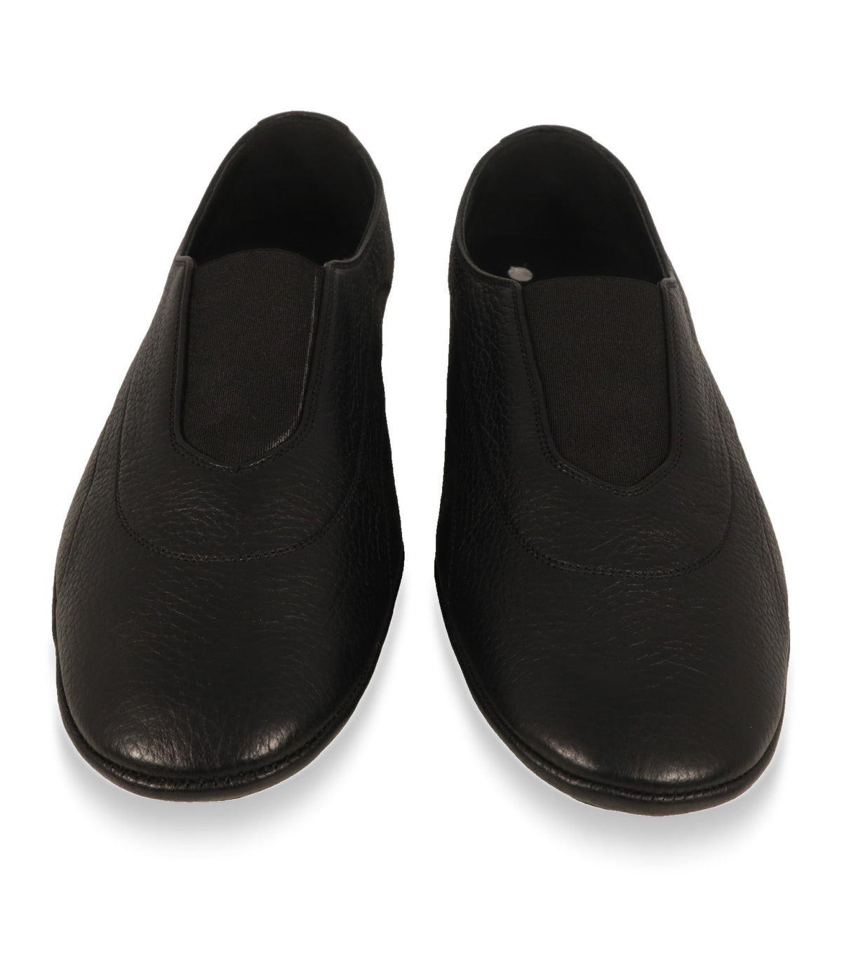 Dolce & Gabbana Slipper Leder schwarz, Frontansicht mit Elastikeinsätzen