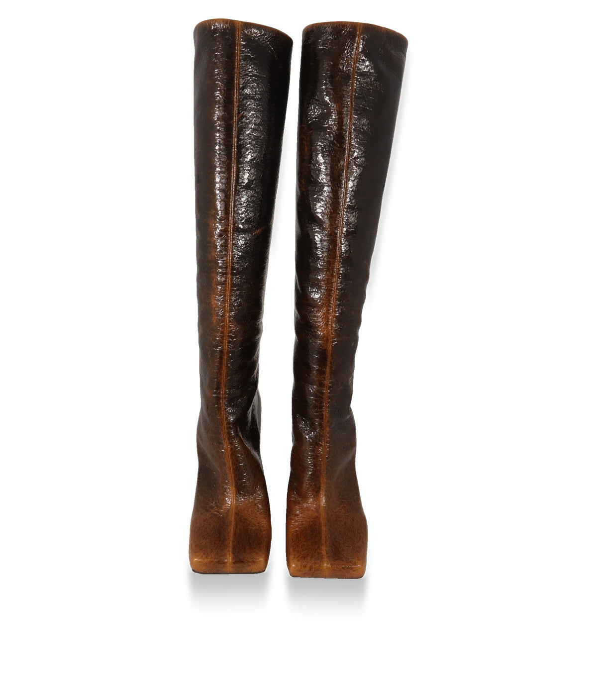 Dolce & Gabbana Stiefel braun, Vorderansicht des kniehohen Schafts