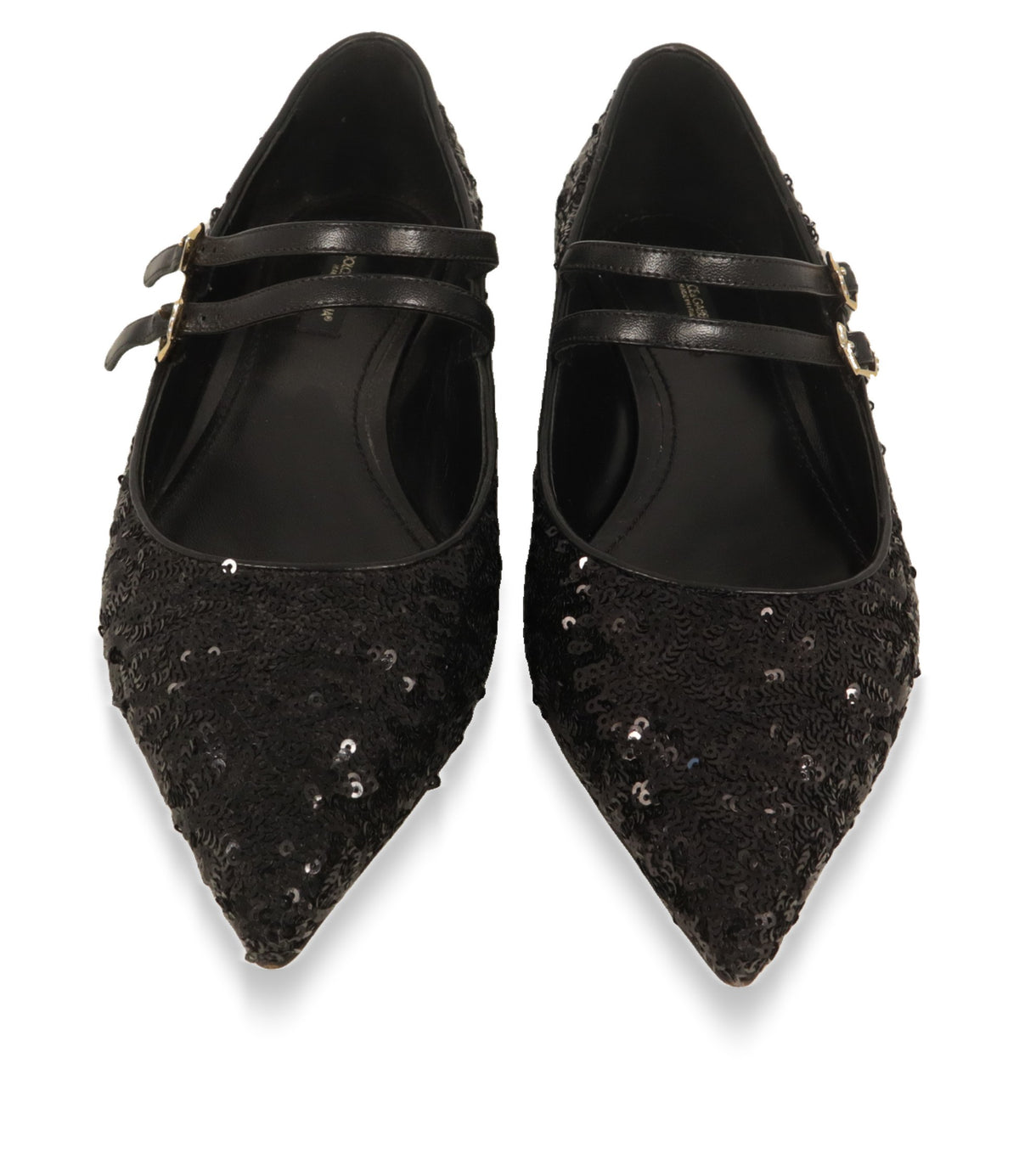 Dolce & Gabbana Damenschuhe mit spitzer Kappe und Lederfutter von oben fotografiert