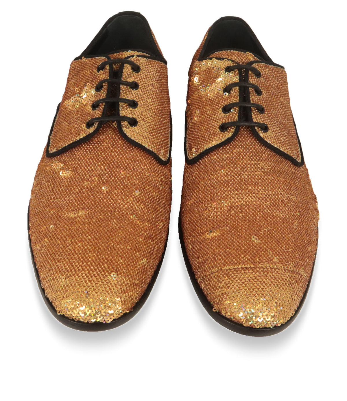 Dolce & Gabbana Herrenschuhe mit Pailletten in Gold, Draufsicht auf beide Schuhe