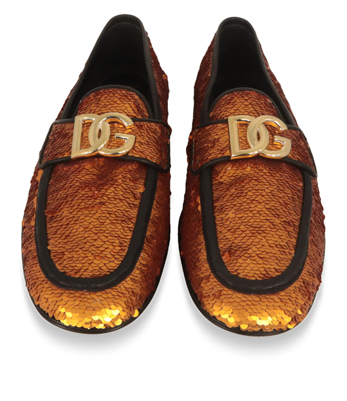 Dolce & Gabbana Pailletten Loafer von oben mit DG-Logo auf dem Riegel