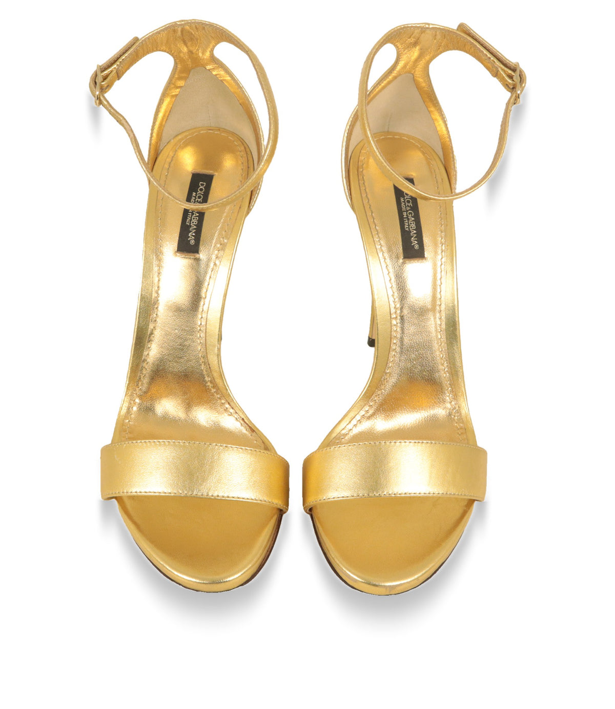 Dolce & Gabbana Sandaletten Gold von oben mit goldener Decksohle und Markenlogo