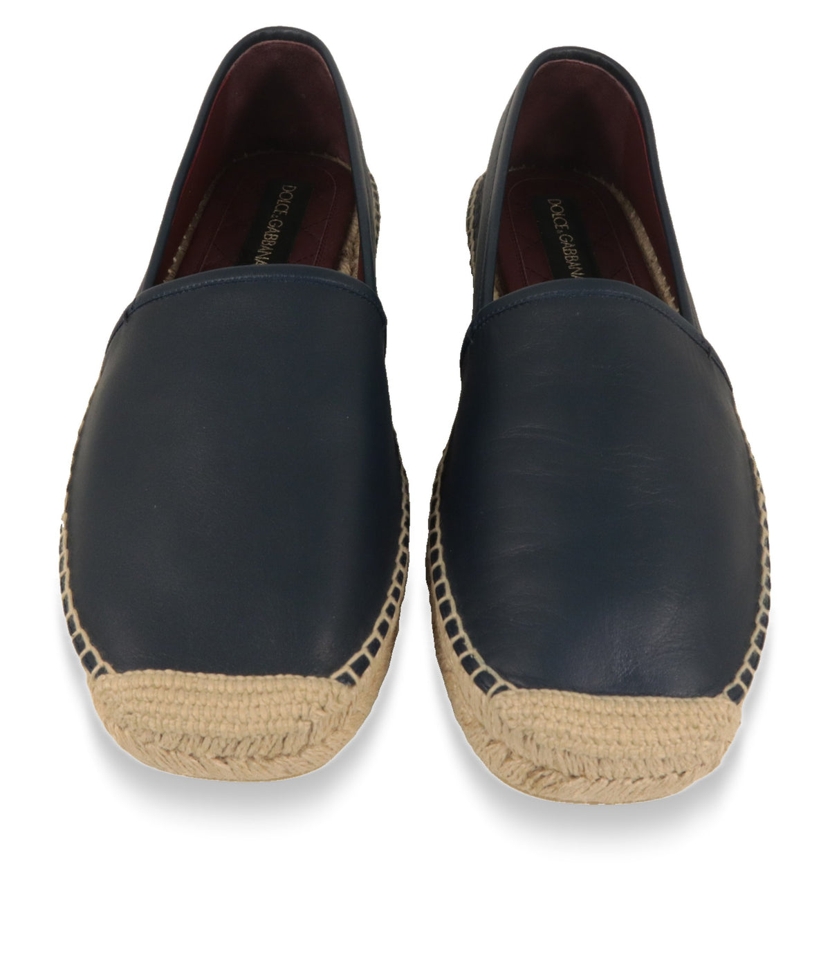 Dolce & Gabbana Espadrilles von oben mit bordeauxrotem Lederfutter und Logo-Innensohle