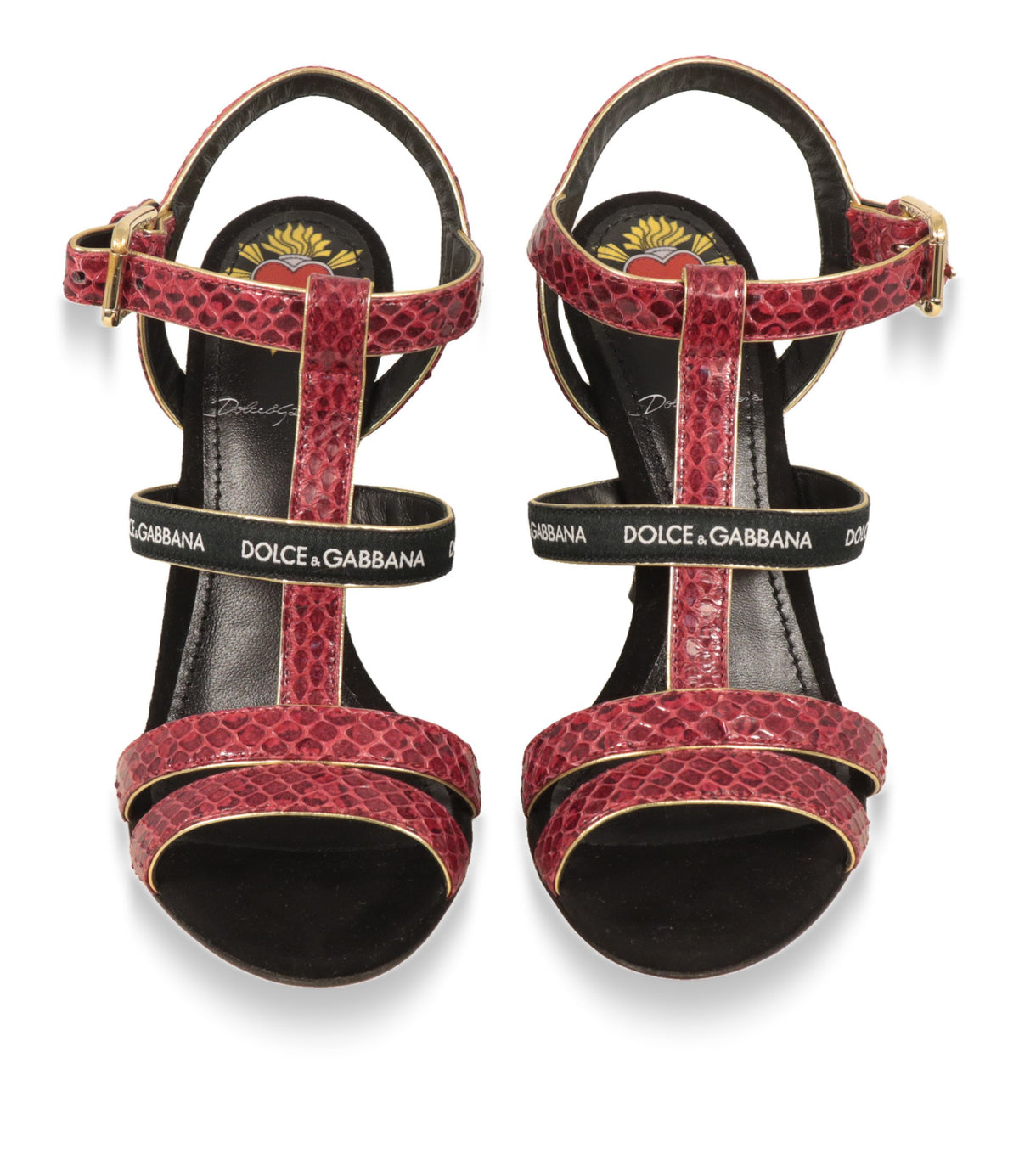 Dolce & Gabbana Sandaletten von oben: T-Steg, Logo-Riemen und schwarze Lederdecksohle