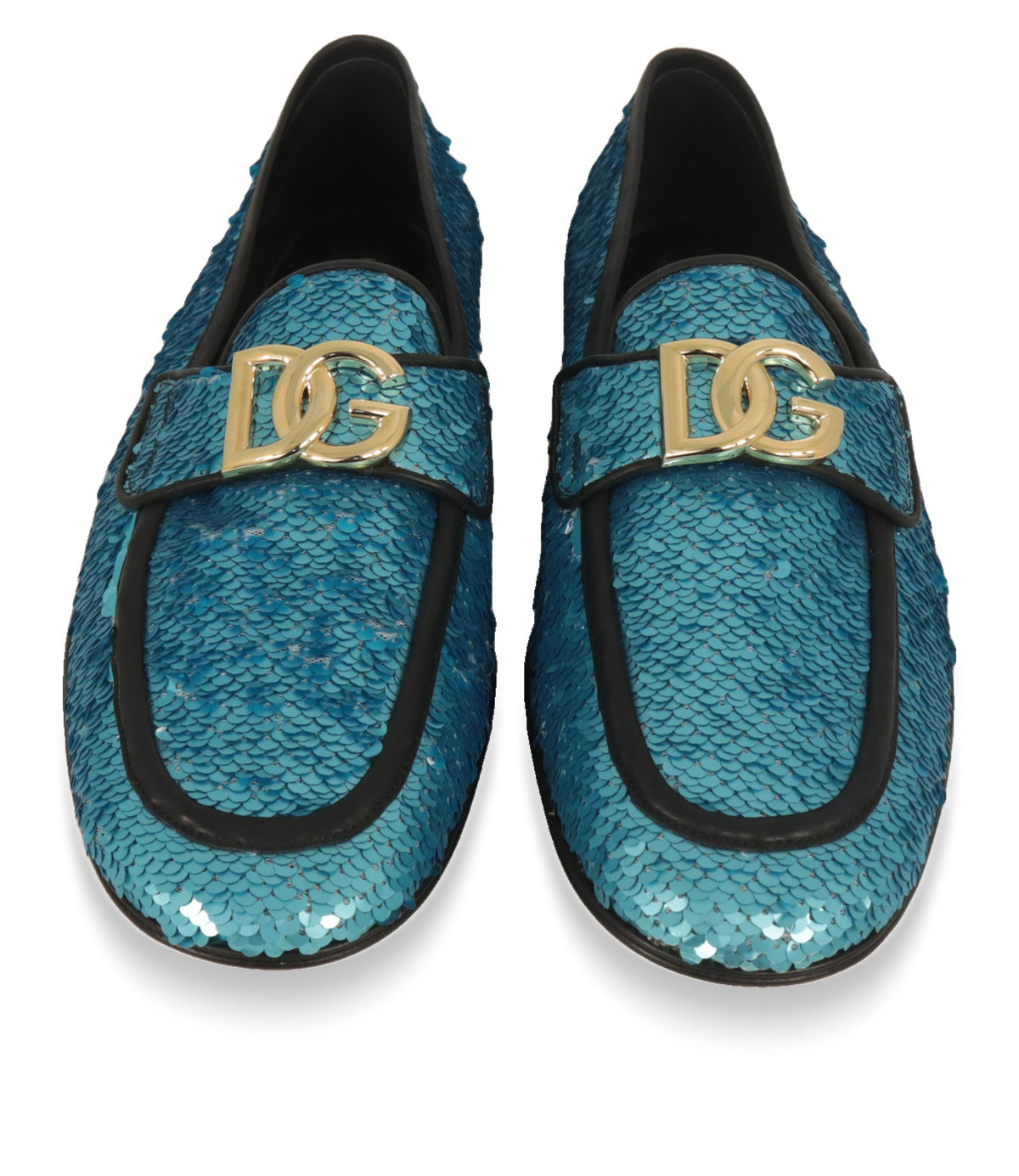Dolce & Gabbana Herren Loafer von oben mit DG-Spange in Gold auf Paillettenbesatz