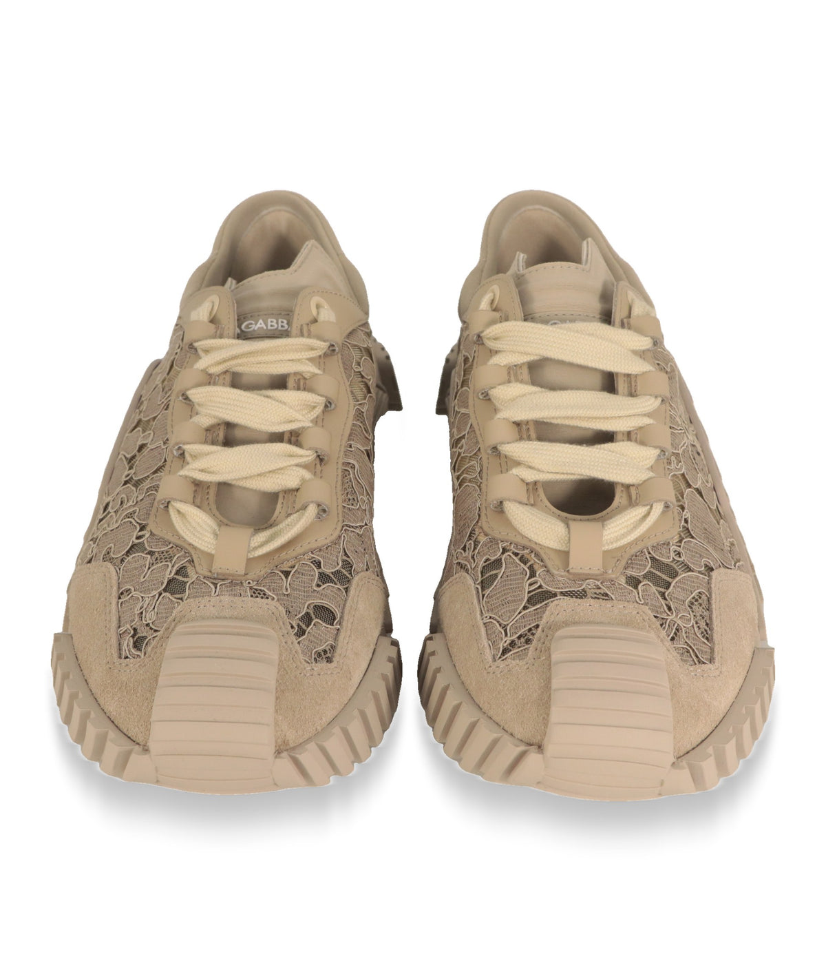 Dolce & Gabbana Sneaker Größe 39 in Sand, Frontansicht mit Schnürung