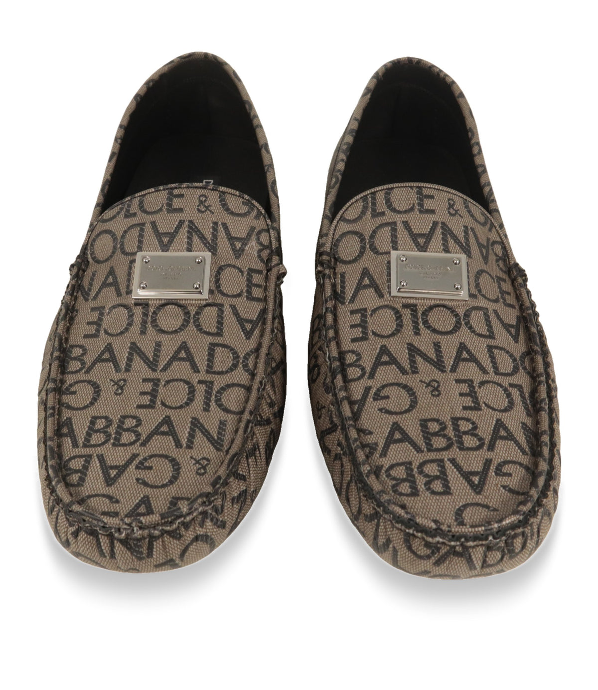 Dolce & Gabbana Mokassin von oben mit Logo-Jacquard und Ledersohle innen