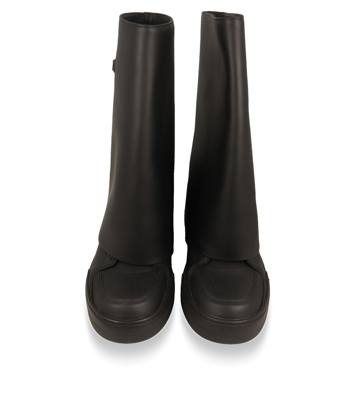 Schwarze Dolce & Gabbana Lederstiefel Größe 44 in der Frontansicht