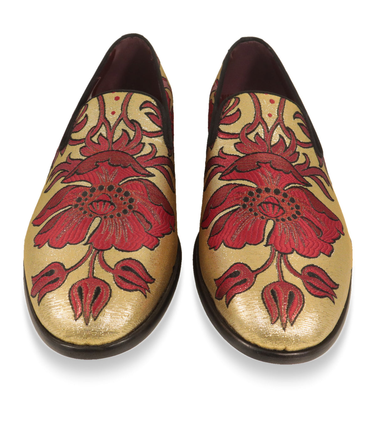 Dolce & Gabbana Slipper von oben mit floralem Jacquard-Muster in Rot