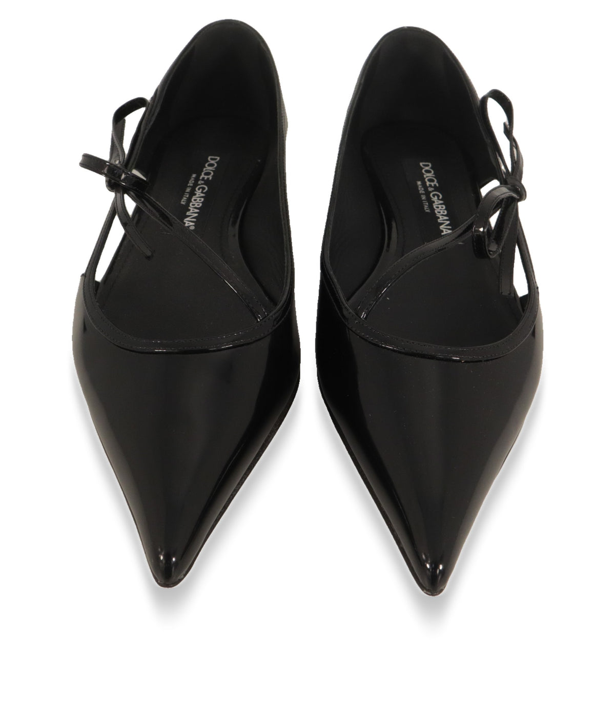Spitze Dolce & Gabbana Ballerinas in Schwarz von oben mit Logo-Innensohle