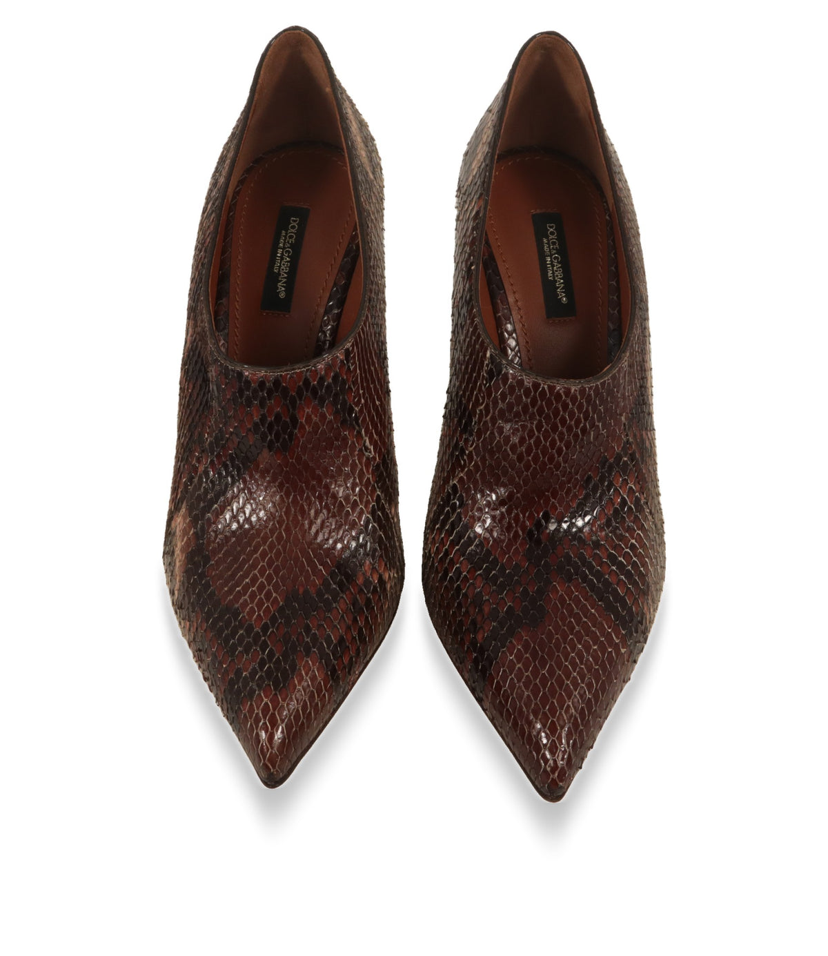 Dolce & Gabbana Pumps in Braun-Beige mit spitzer Kappe, Ansicht von oben