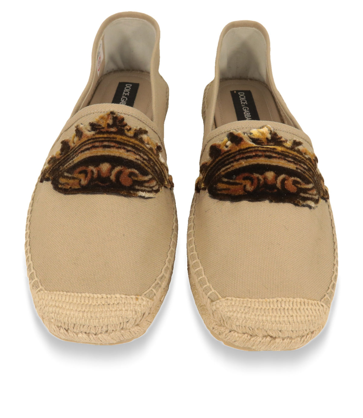 Dolce & Gabbana Espadrilles Größe 44 von oben, Barock-Ornament auf dem Spann