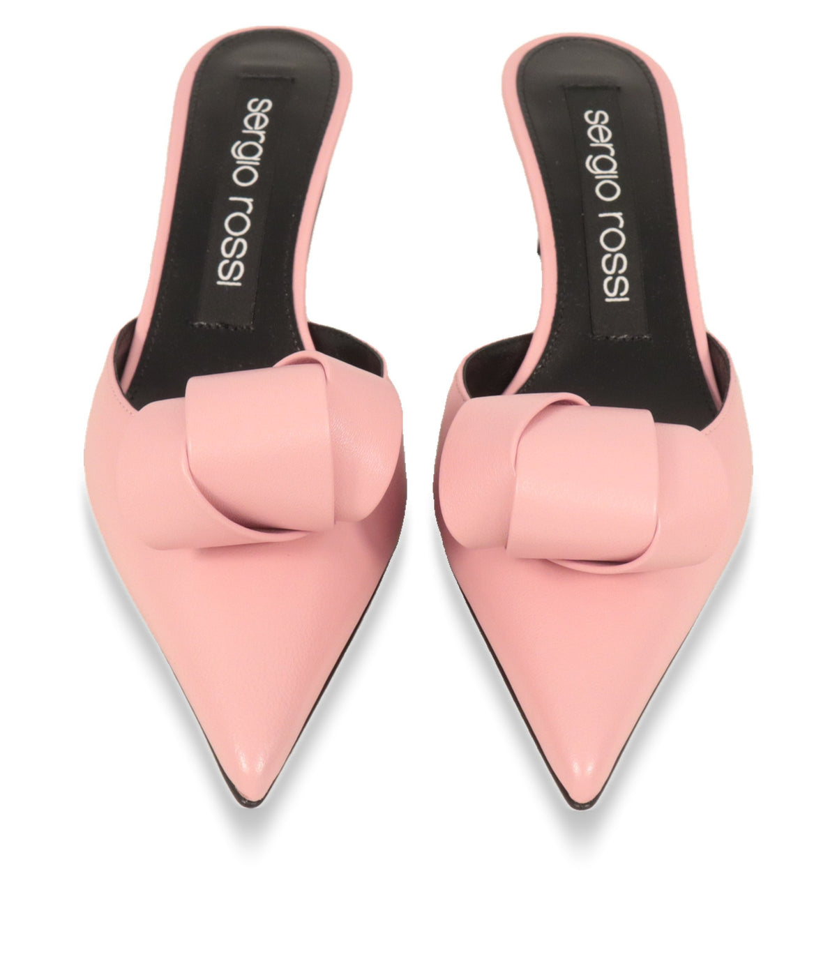 Sergio Rossi Mules von oben mit spitzer Kappe und schwarzem Lederfutter