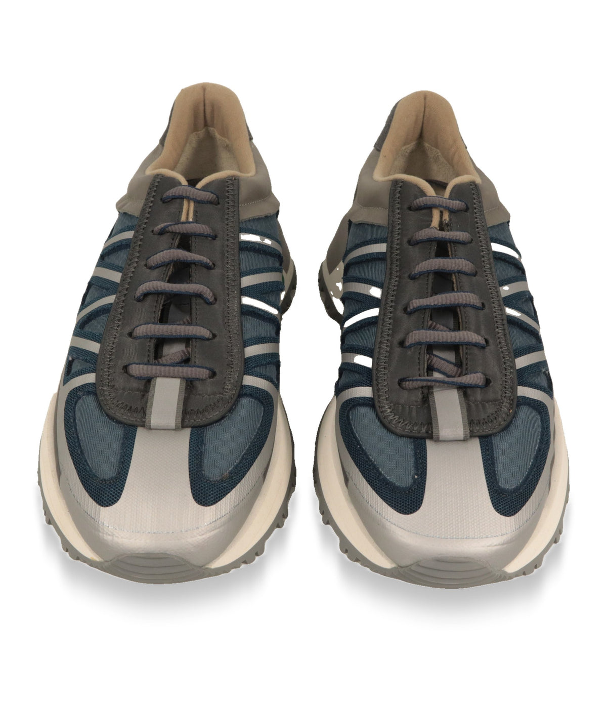Dolce & Gabbana Sneaker Größe 44 von vorn, Mesh-Obermaterial und graue Schnürung
