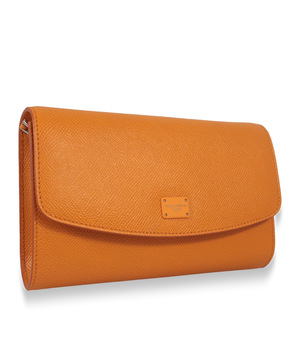 Orange Dolce & Gabbana Crossbody Tasche aus Leder in Dreiviertelansicht