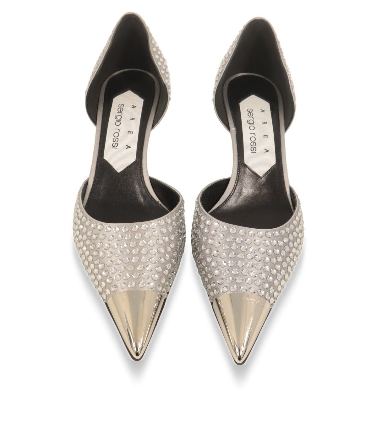 Sergio Rossi Pumps von oben mit schwarzem Lederfutter und AREA Logo-Einlage