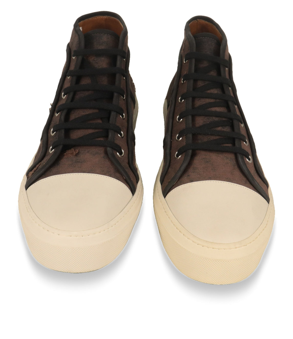 Dolce & Gabbana Herren Sneaker Frontansicht mit schwarzen Schnürsenkeln und Metallösen