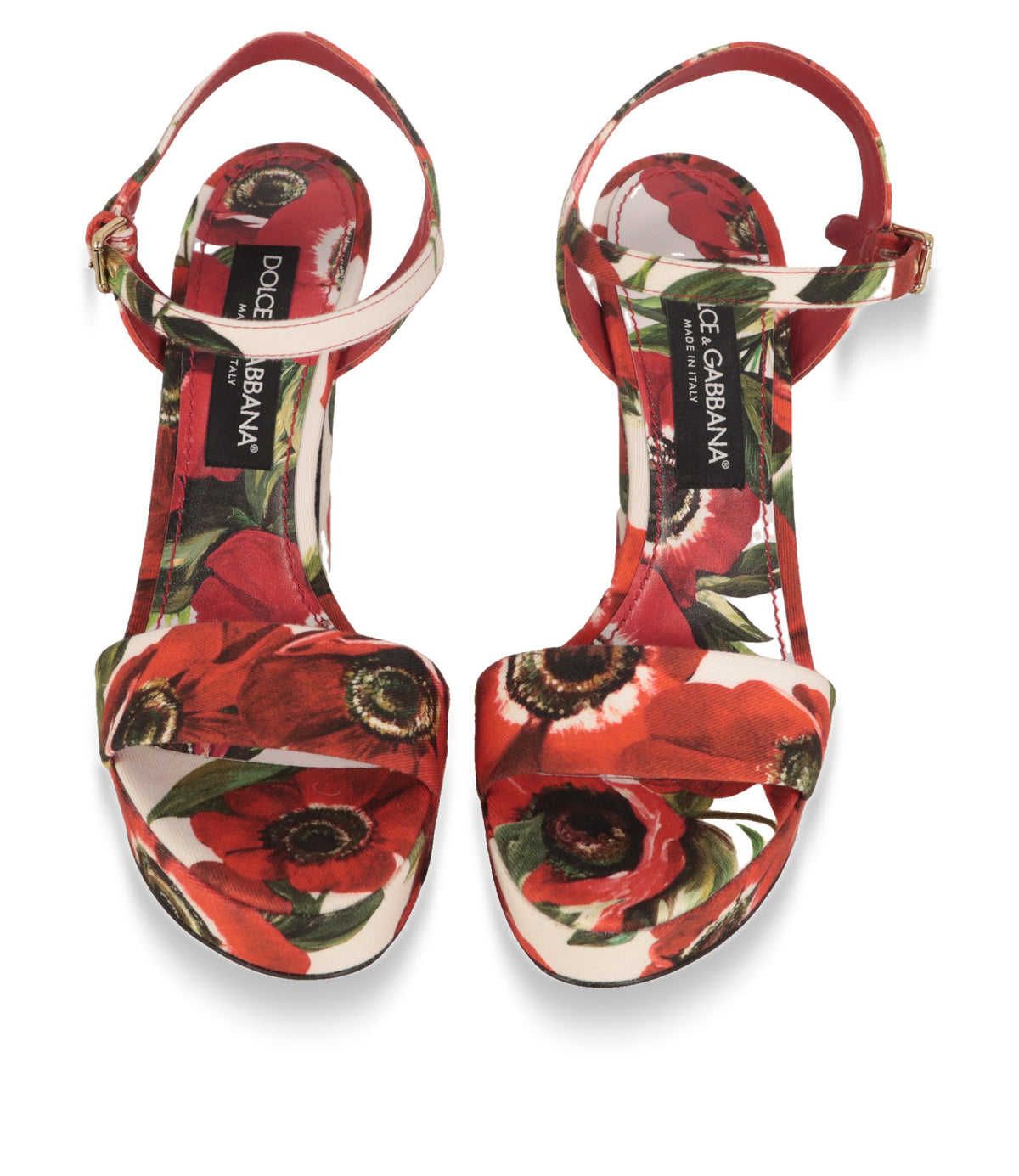 Dolce & Gabbana Plateau-Sandalen von vorne mit offener Zehenpartie und Blumenmuster