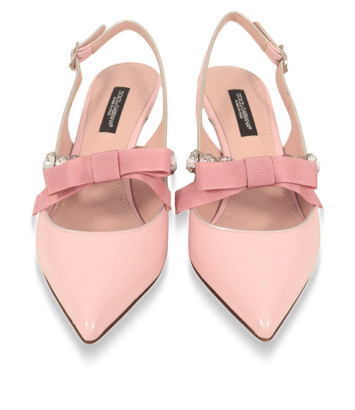 Dolce & Gabbana Slingback Pumps von oben mit spitzer Kappe und Kristallverzierung