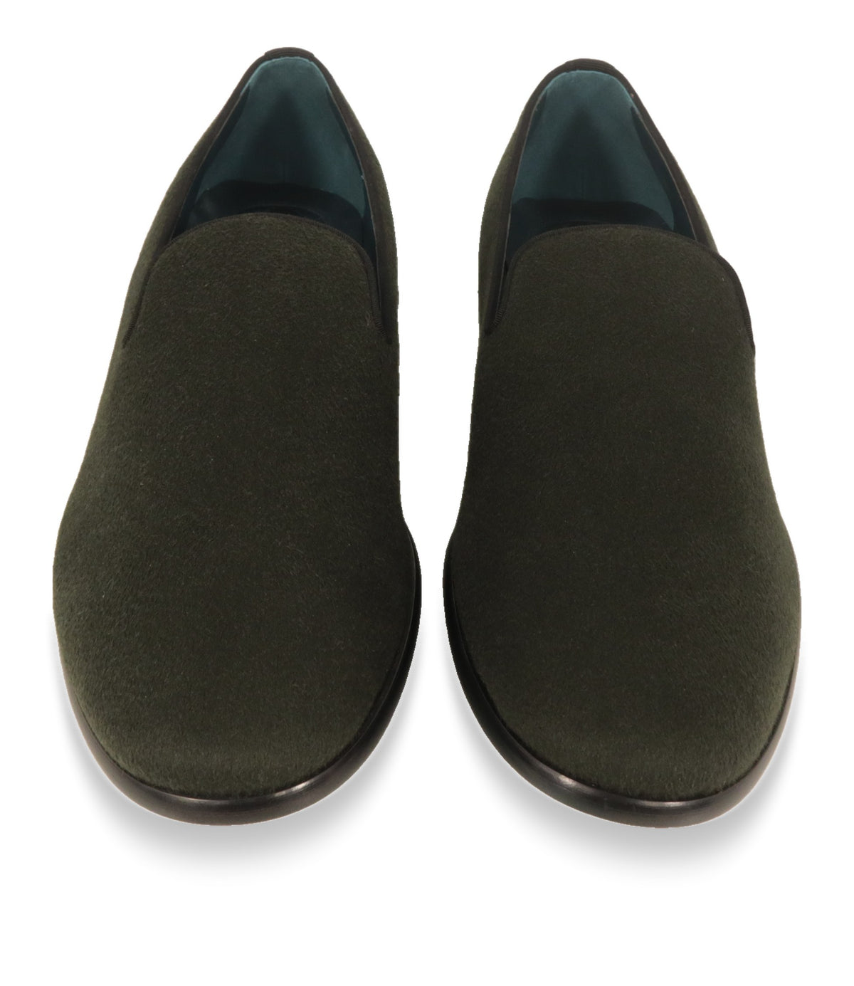 Dolce & Gabbana Slipper Dunkelgrün von oben mit Lederfutter in Petrol