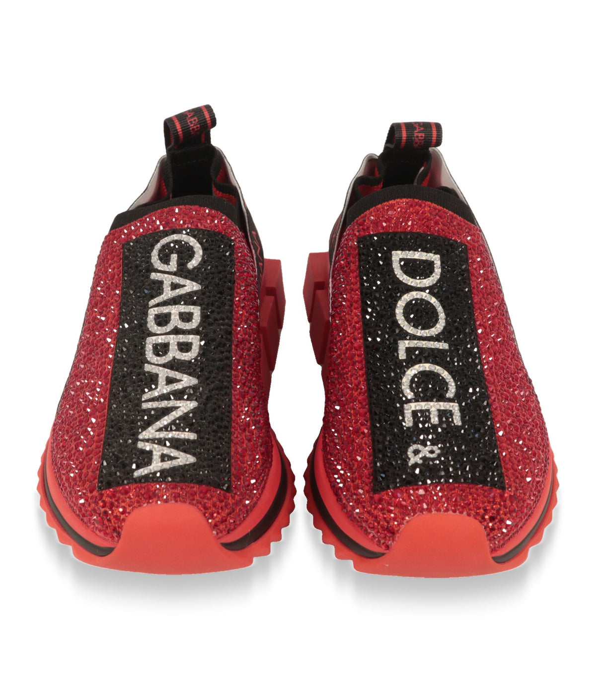 Dolce & Gabbana Slip-On Sneaker Damen mit Kristall-Logo, Frontansicht