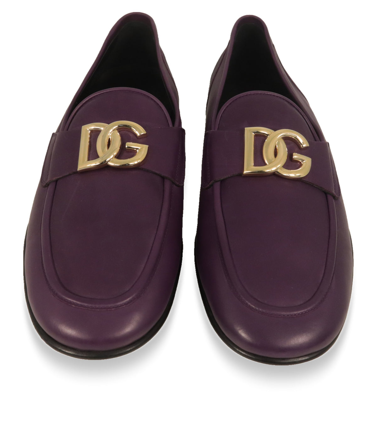 Dolce & Gabbana Loafer Leder Lila, Draufsicht auf beide Schuhe mit DG-Logo