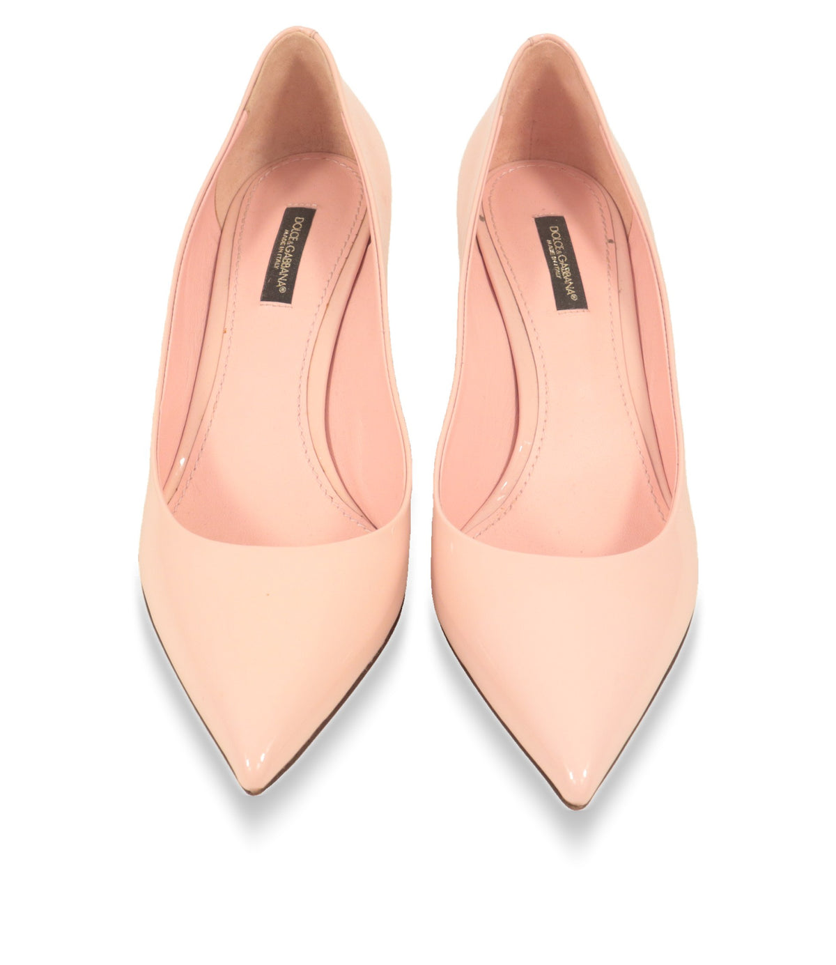 Dolce & Gabbana Pumps Draufsicht mit spitzer Kappe und Logo-Innenetikett