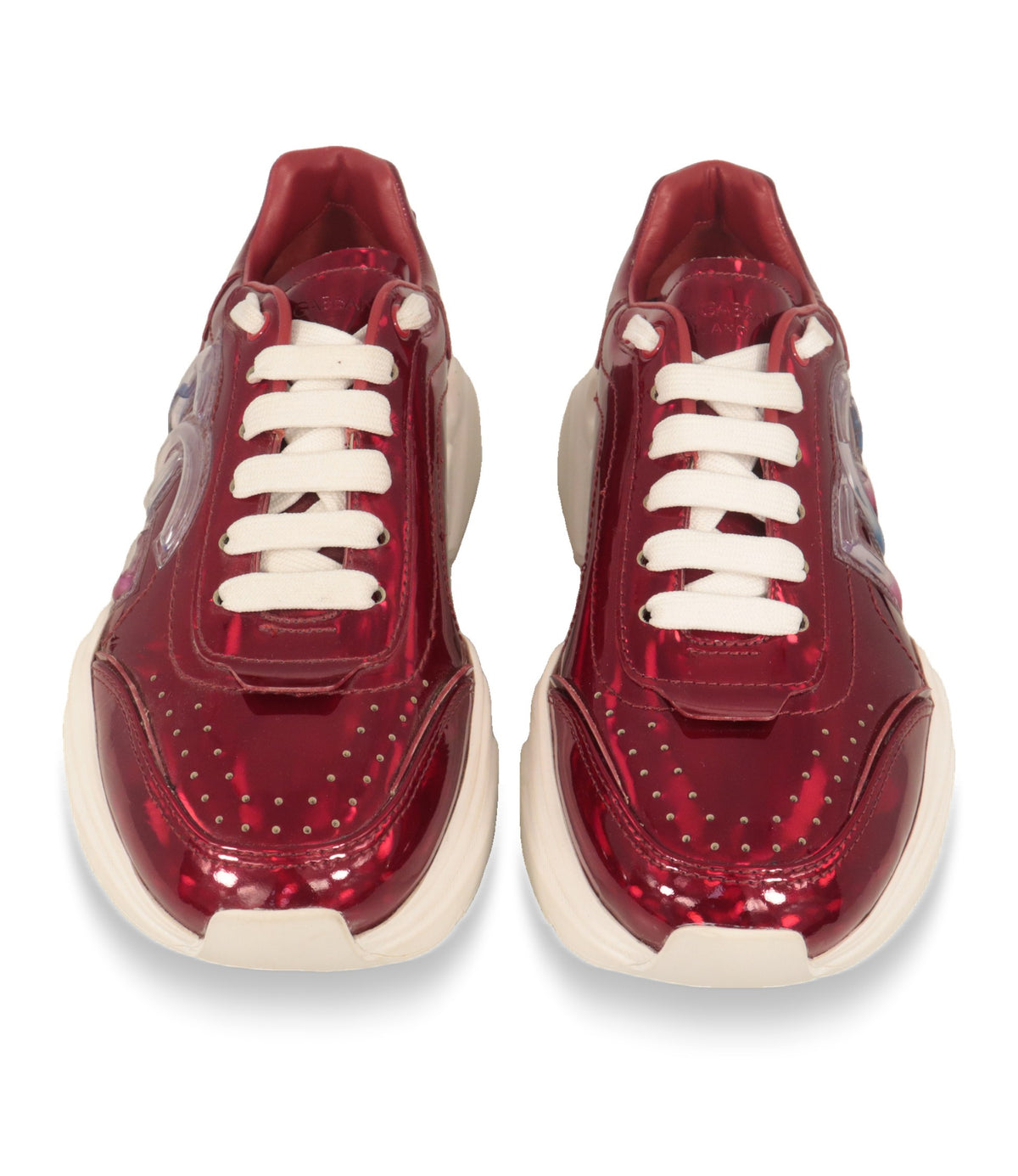 Dolce & Gabbana Sneaker Damen, Frontansicht mit perforierter Kappe und weißer Schnürung