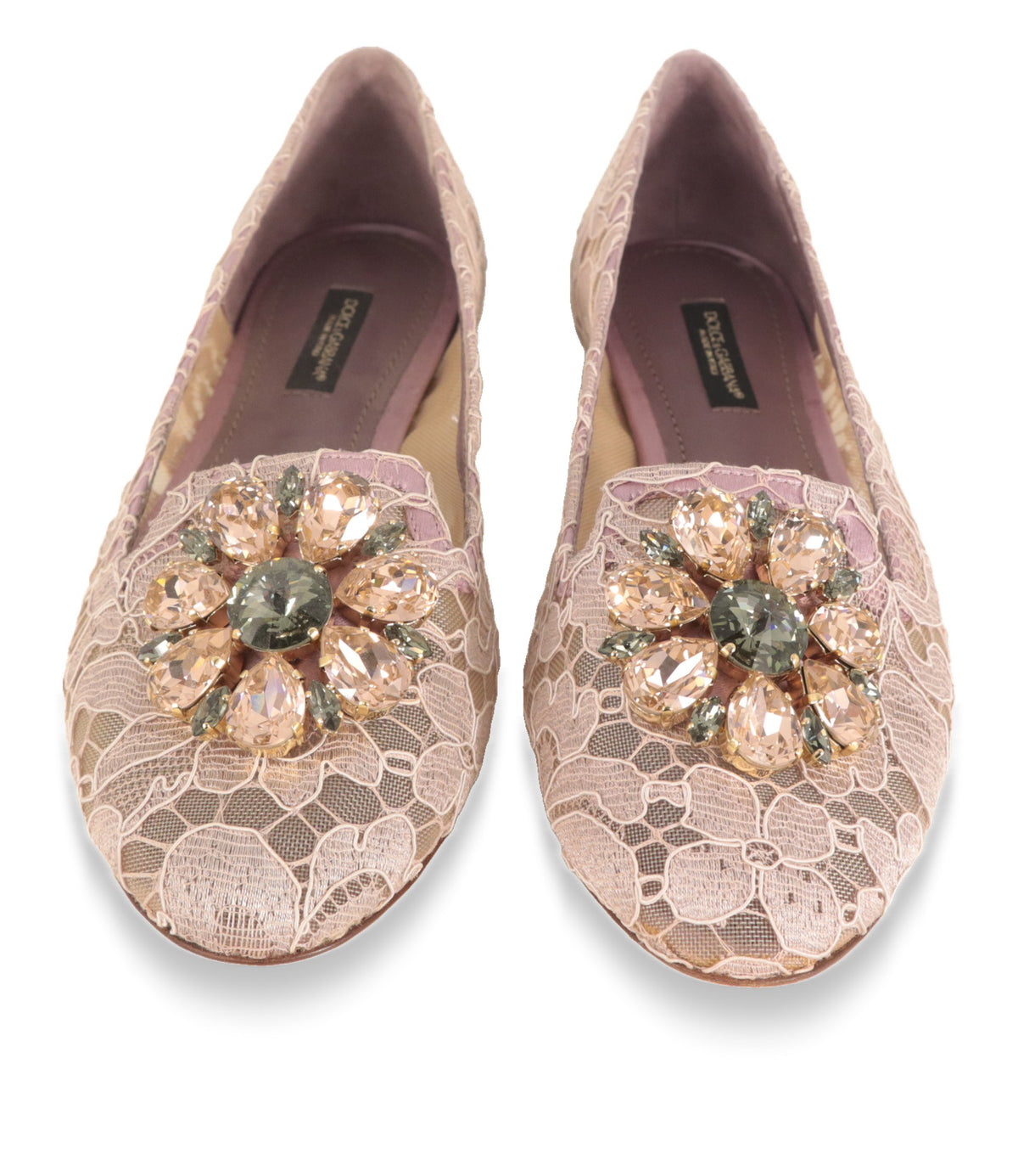 Dolce & Gabbana Ballerinas Größe 36 von oben mit floraler Kristallapplikation