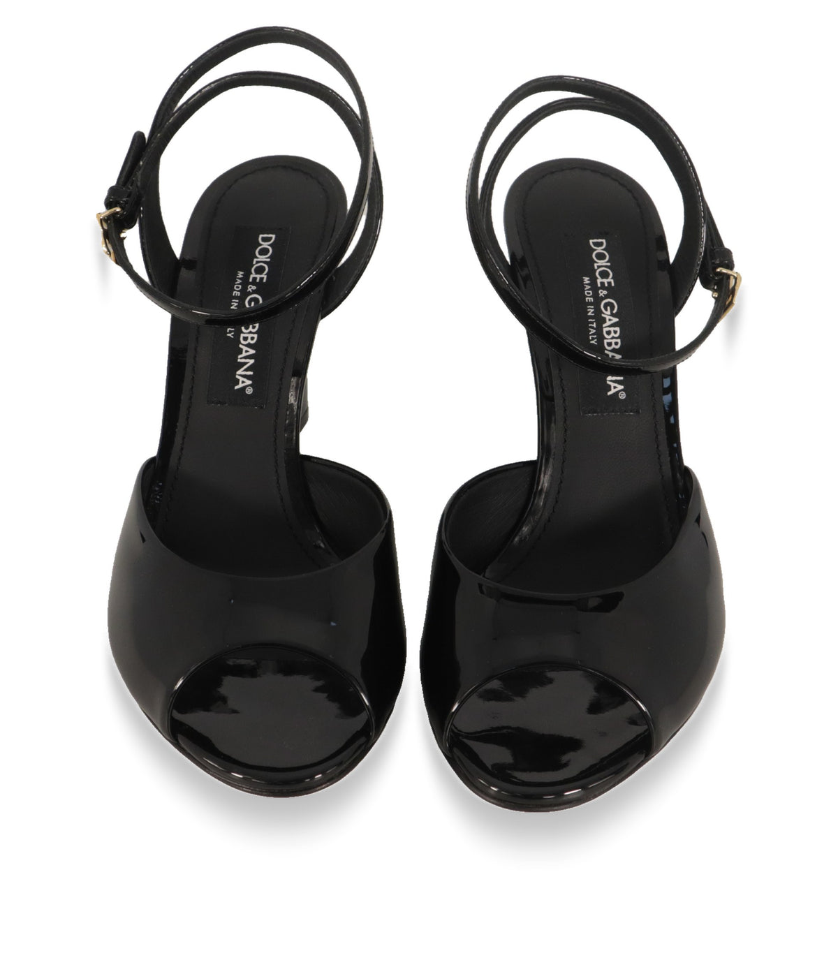 Dolce & Gabbana Sandaletten von oben mit offener Peeptoe-Front und Lederdecksohle