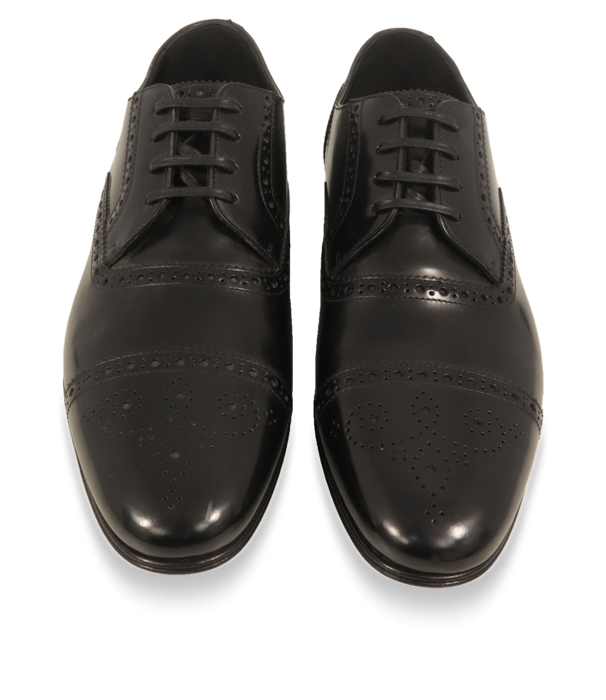 Dolce & Gabbana Derby Schuhe von oben mit Schnürung und Lyra-Lochung auf der Vorderkappe