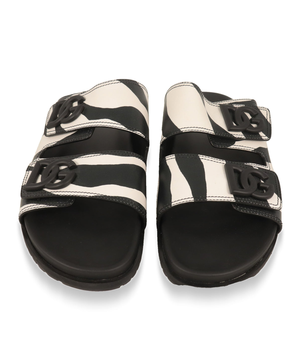 Dolce & Gabbana Slides mit gepolstertem Fußbett und Zebra-Print, Draufsicht