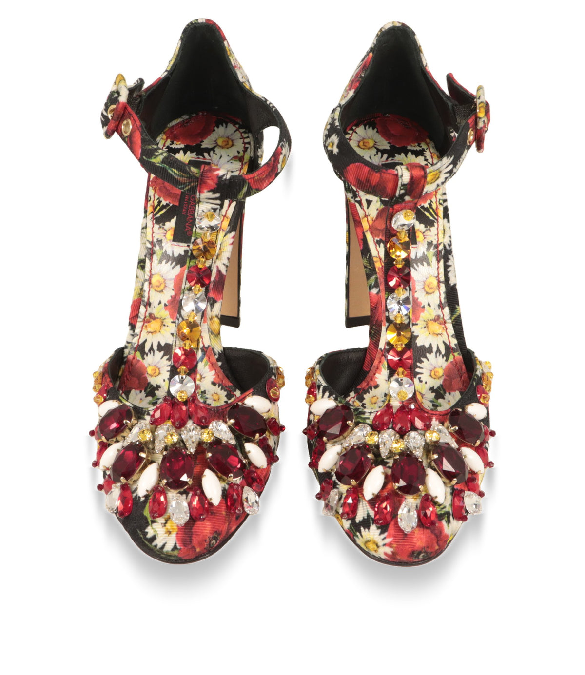 Dolce & Gabbana Mary Jane Pumps mit Schmucksteinen von oben fotografiert
