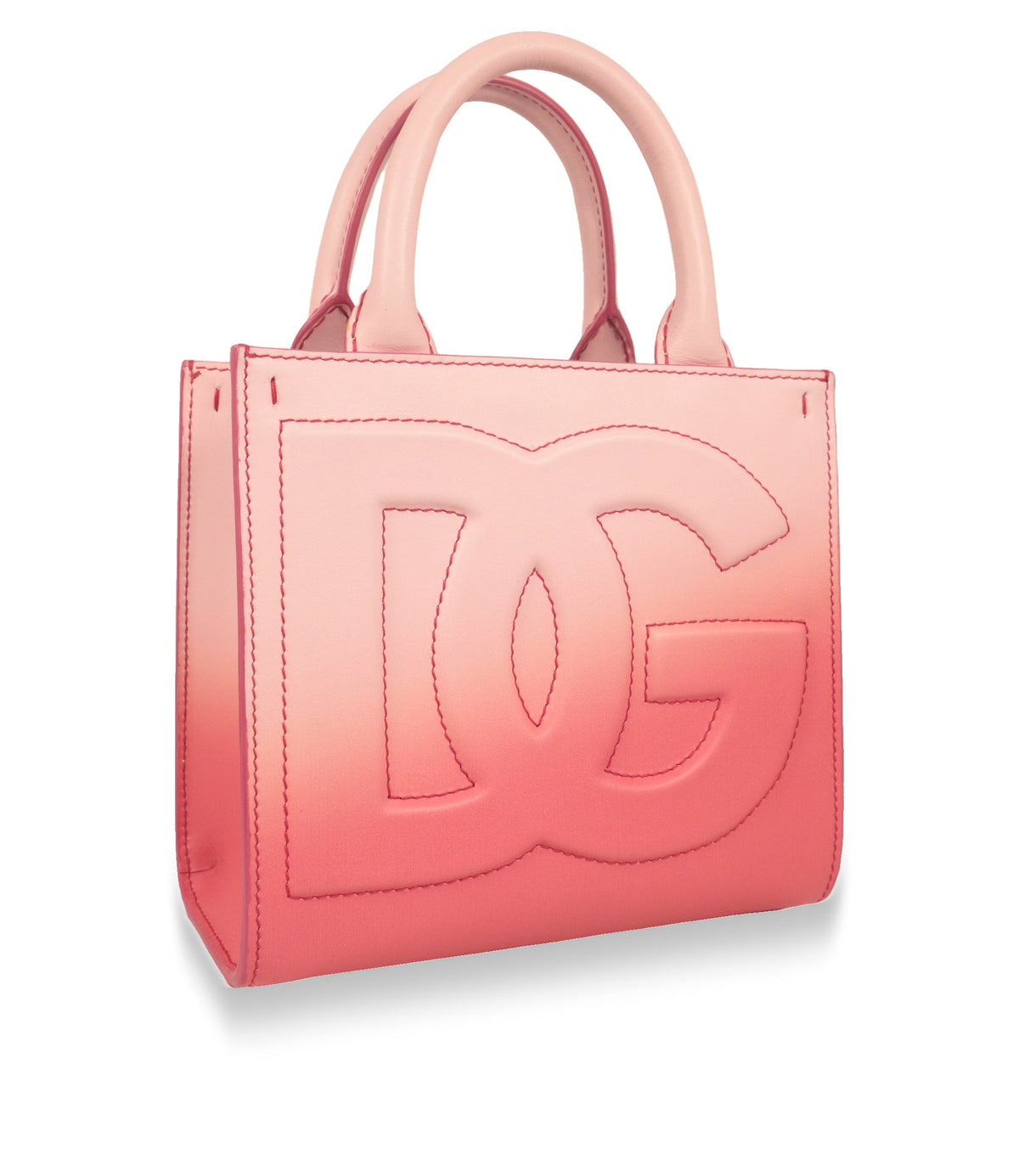 Dolce & Gabbana Shopper Rosa in Dreiviertelansicht mit abgestepptem DG-Logo