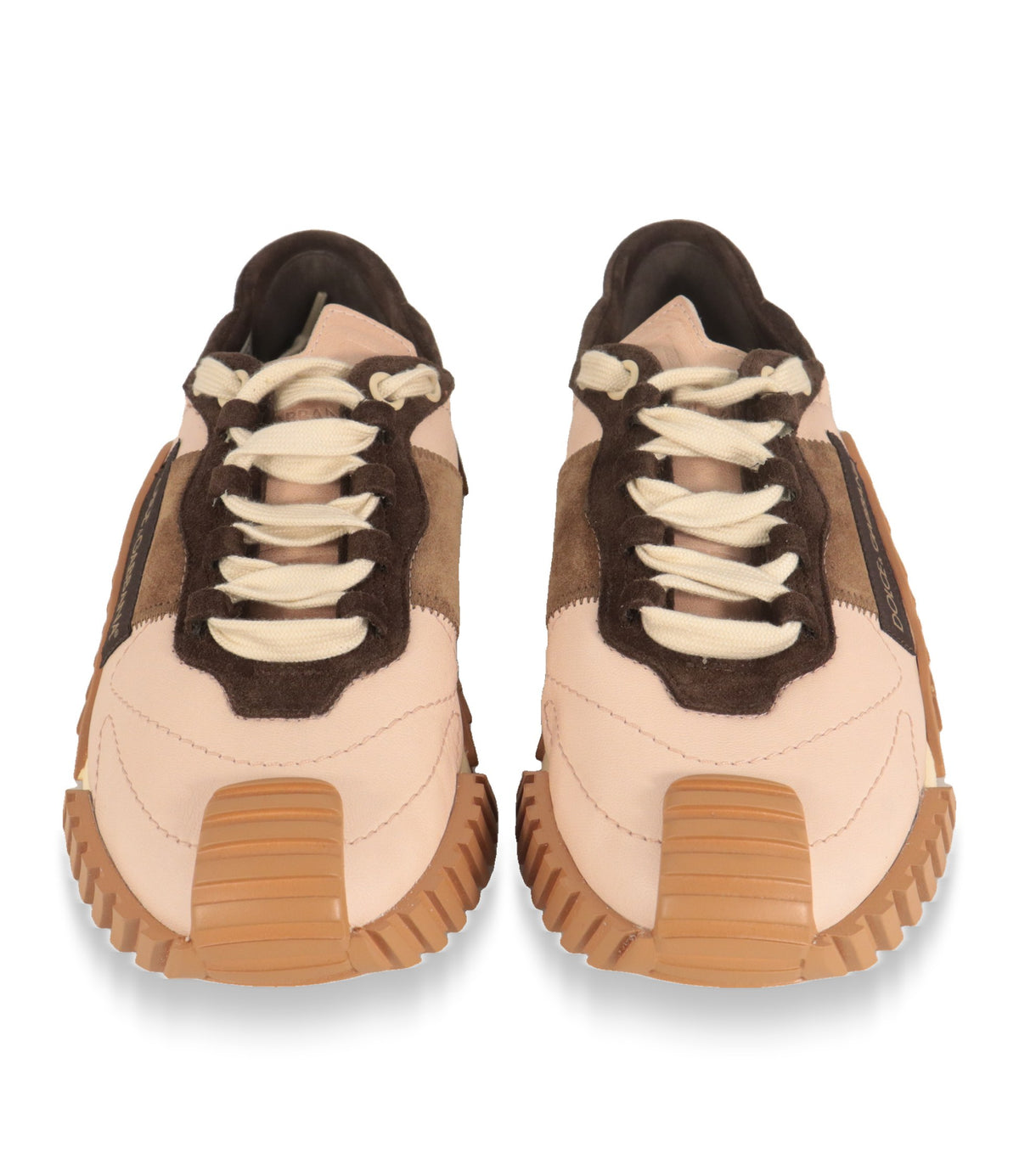 Dolce & Gabbana Damen Sneaker rosé – Frontansicht mit cremefarbener Schnürung