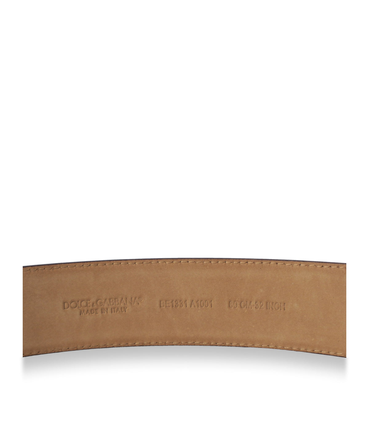 Innenseite des Dolce & Gabbana Gürtels mit Prägung Made in Italy und Größenangabe 80 cm